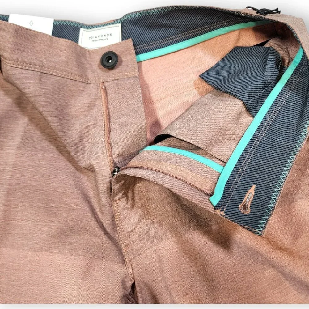 7 Diamonds Performance Hybrid Shorts Coral Colorblock Stretch Size 29